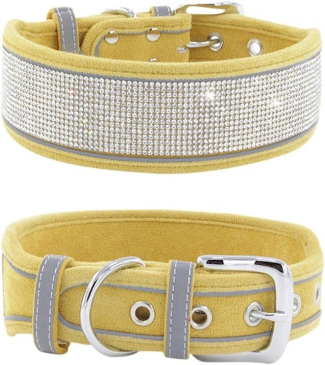 Collier chien jaune réglable pour éviter les frottements et sécuriser les marches de nuit