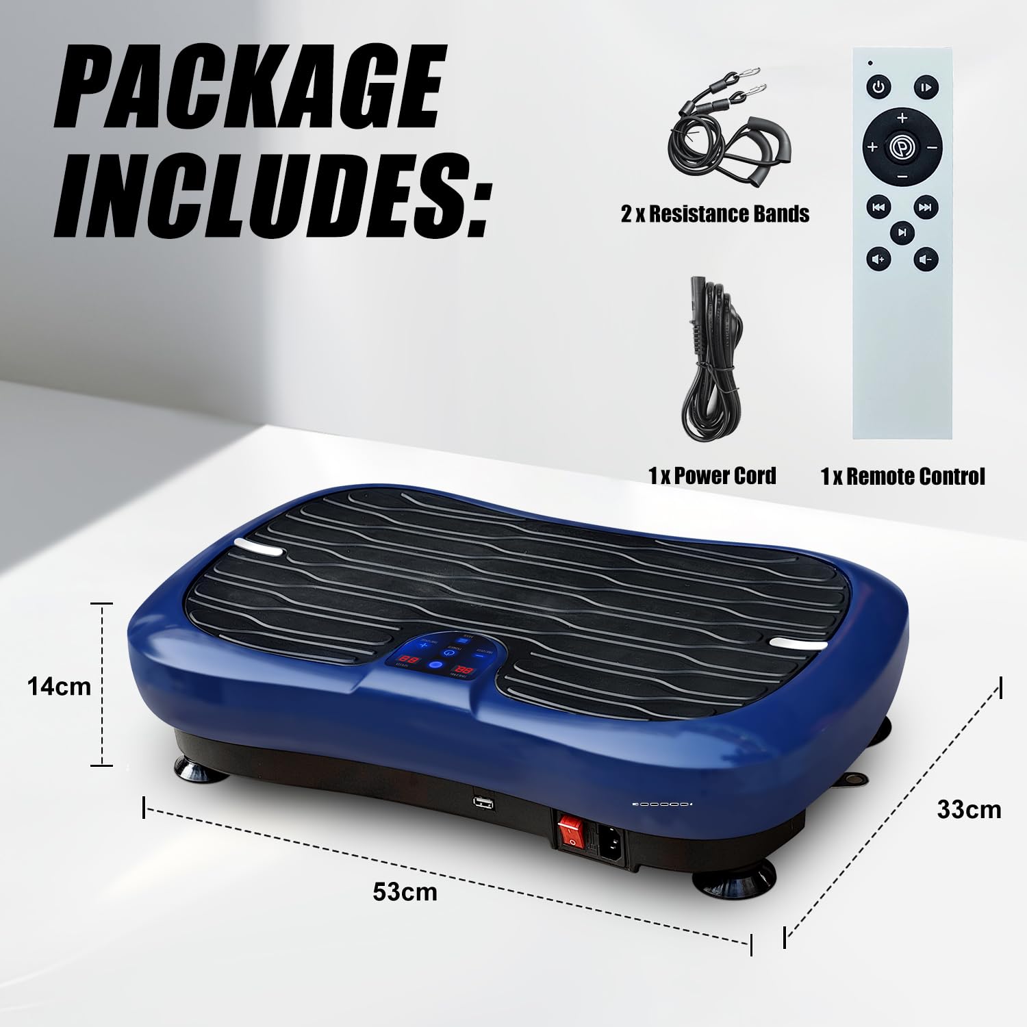 Triclicks Fitness Pedane Vibranti Ultra Slim , Piattaforma Vibrante , Fitness Pedana Vibrante e Oscillante | Altoparlanti Bluetooth | 2 Elastici | Telecomando | Musica | 180 Livelli | Portatile