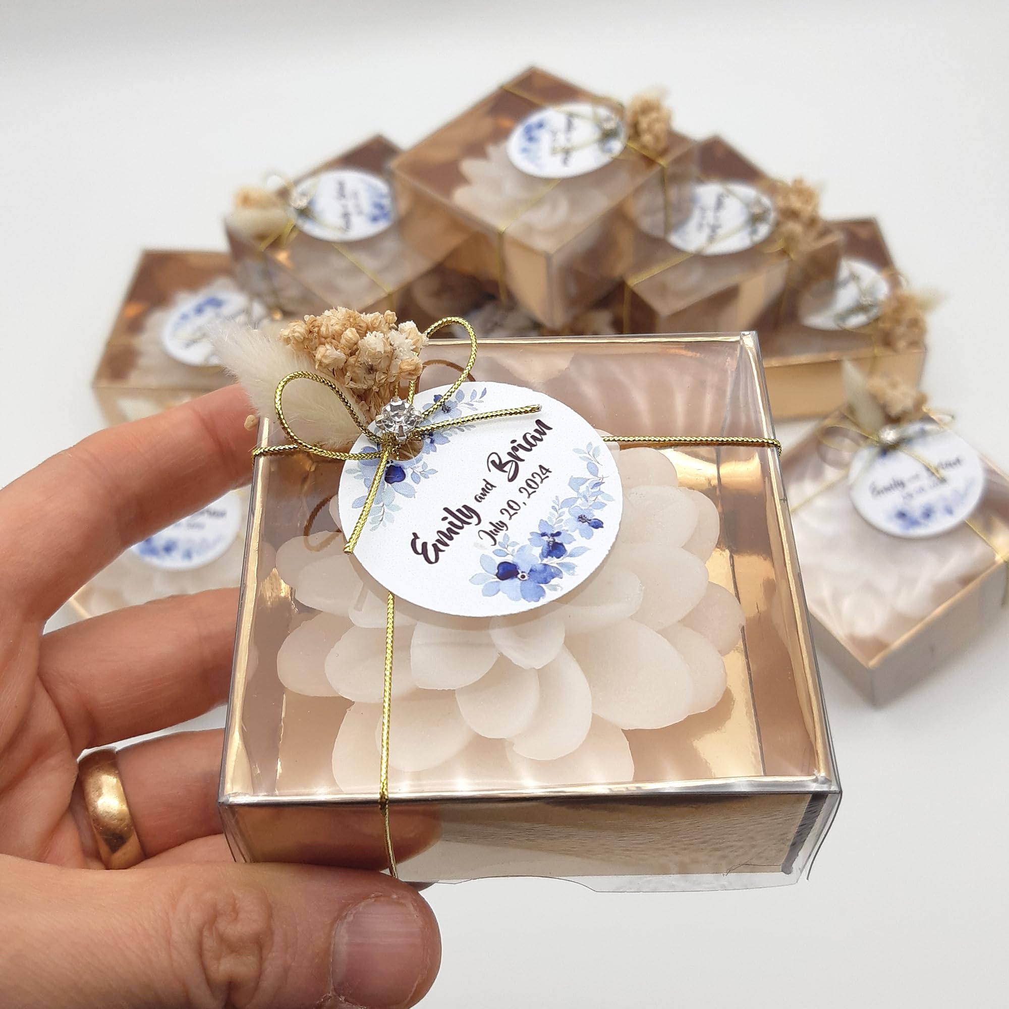bomboniere matrimonio, originali loto 20 pezzi candele profumate bomboniere battesimo, anni ragazzo, comunione, cresima, anniversario di, compleanno bigliettini (bianco, set di 20)