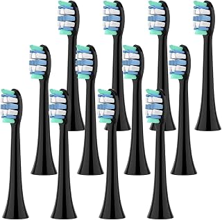 Soft Brush Heads, Compatible with Philips, Adult Use | Standard snap-on replacement heads with plastic handle for daily brushing, 4/12/20PCS(Black-12 Pcs)