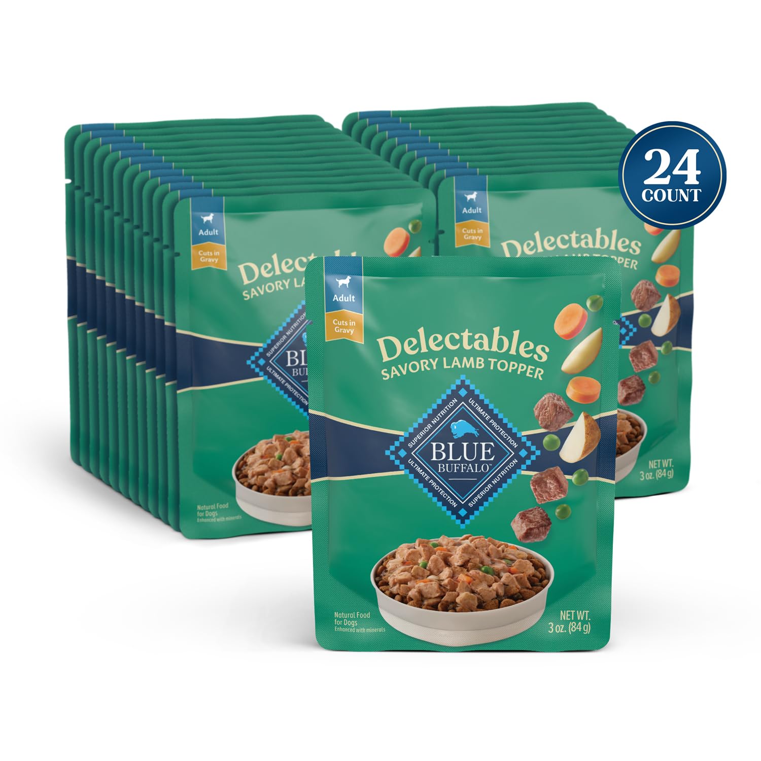 Blue Buffalo Delectables Natural Wet Dog Food Topper, Lamb Dinner 