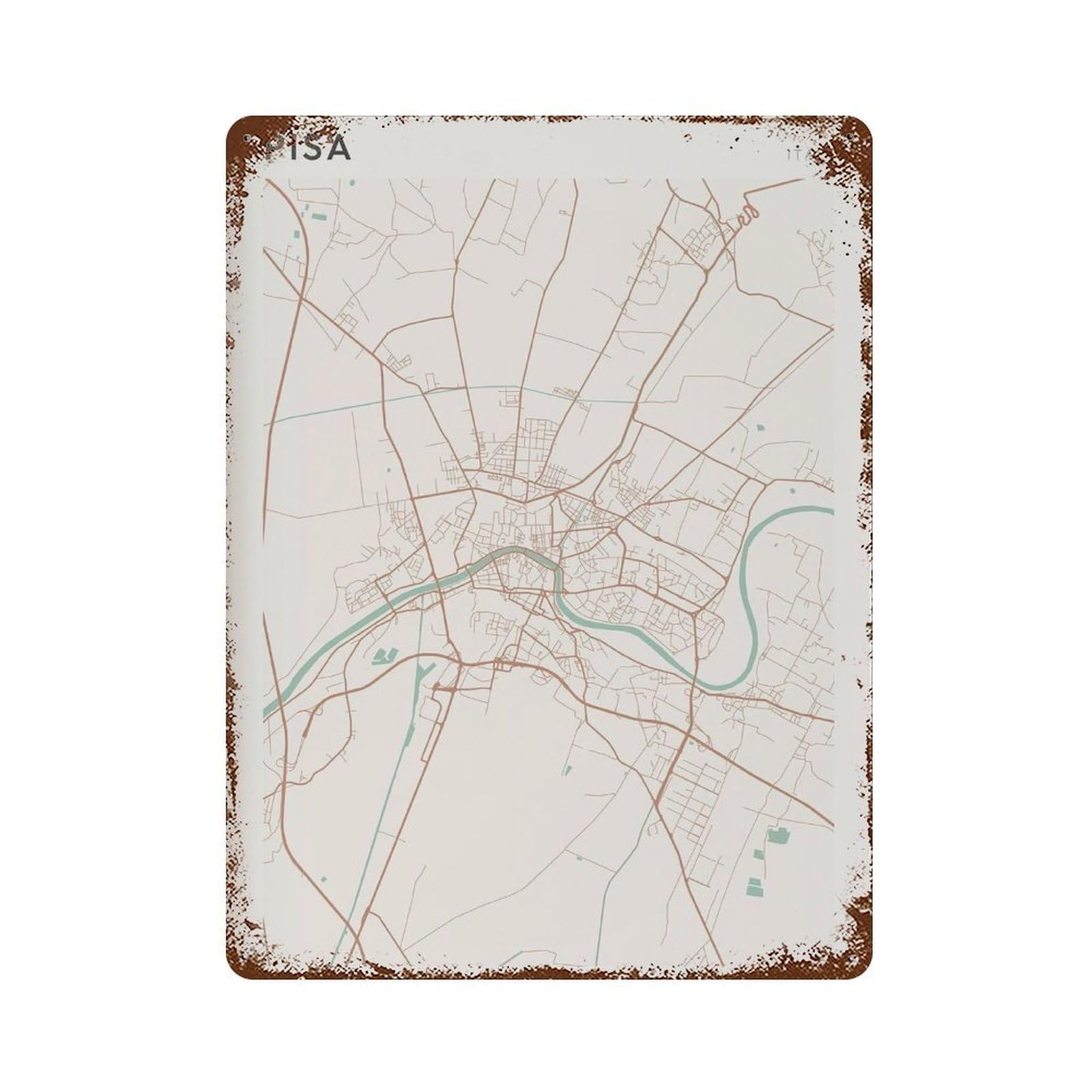 xiaoxiaoshen Pisa Map Italy Travel Gift Scandi Wall Decor Art Metal Tin Poster Modern Home Decor Art Home Bar Shop Decorations Vintage Sign 40x30cm