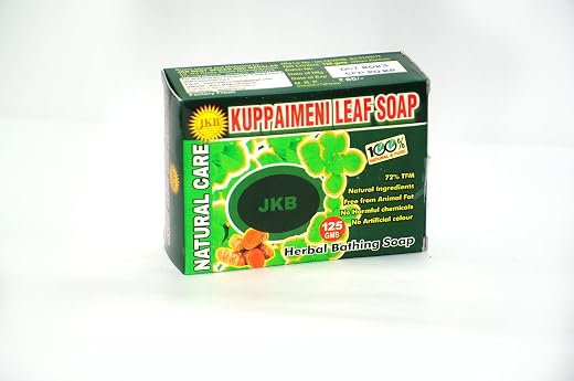 JKB 100% Natural &amp; Pure Herbal Bathing Soap | Natural Care | Kuppameni Leaf | Kuppameni Soap with 72% TFM 125gm pack of (5)