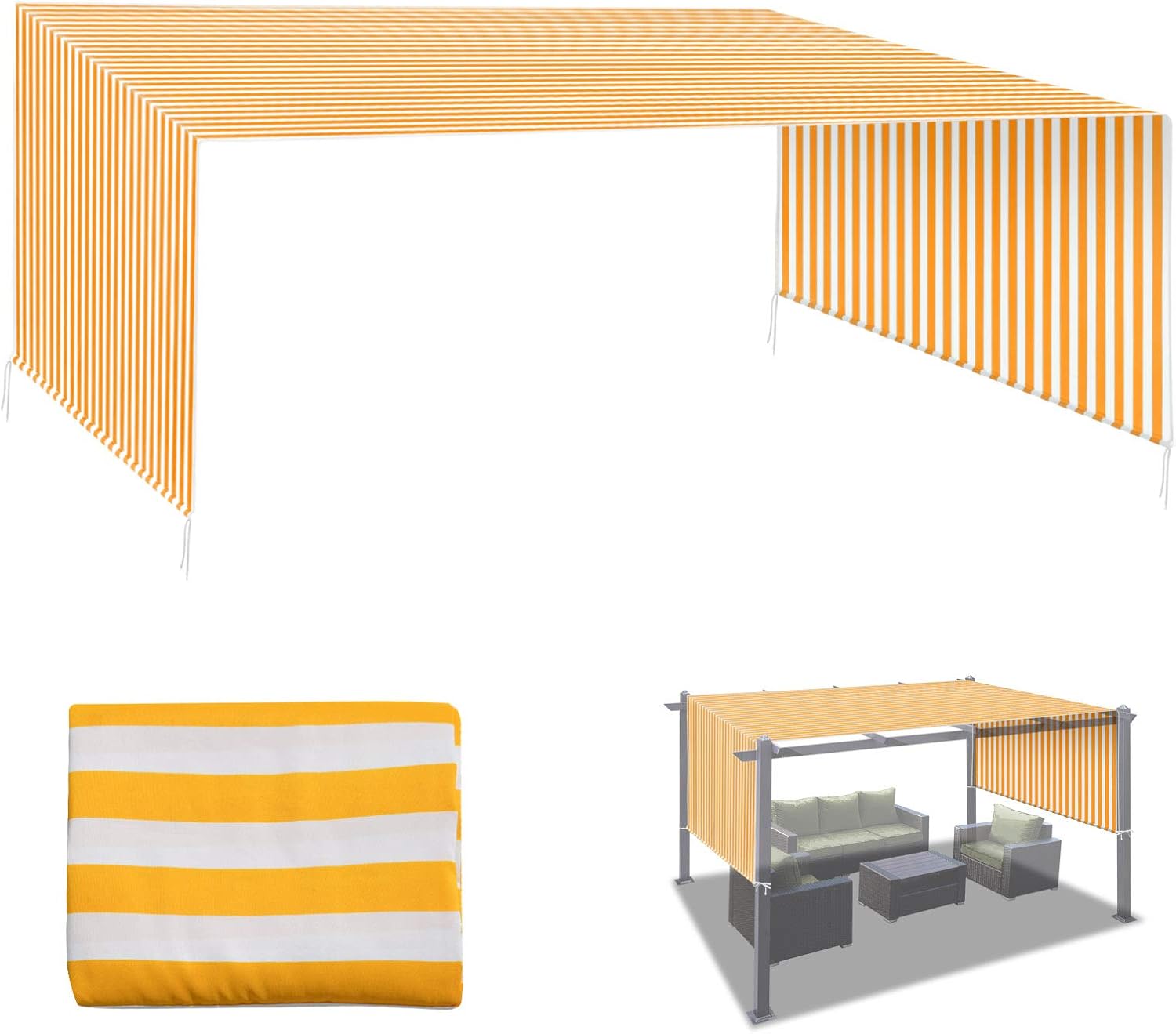 BenefitUSA G260-CV Universal Top Cover for Pergola Structure (18' L x 8.3' W) Replacement Canopy, Beige