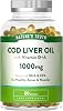 Cod Liver Oil Capsules High Strength | 1000mg | with Omega 3, Vitamin D and A | Providing DHA & EPA | 60 Softgels | Nature's Truth