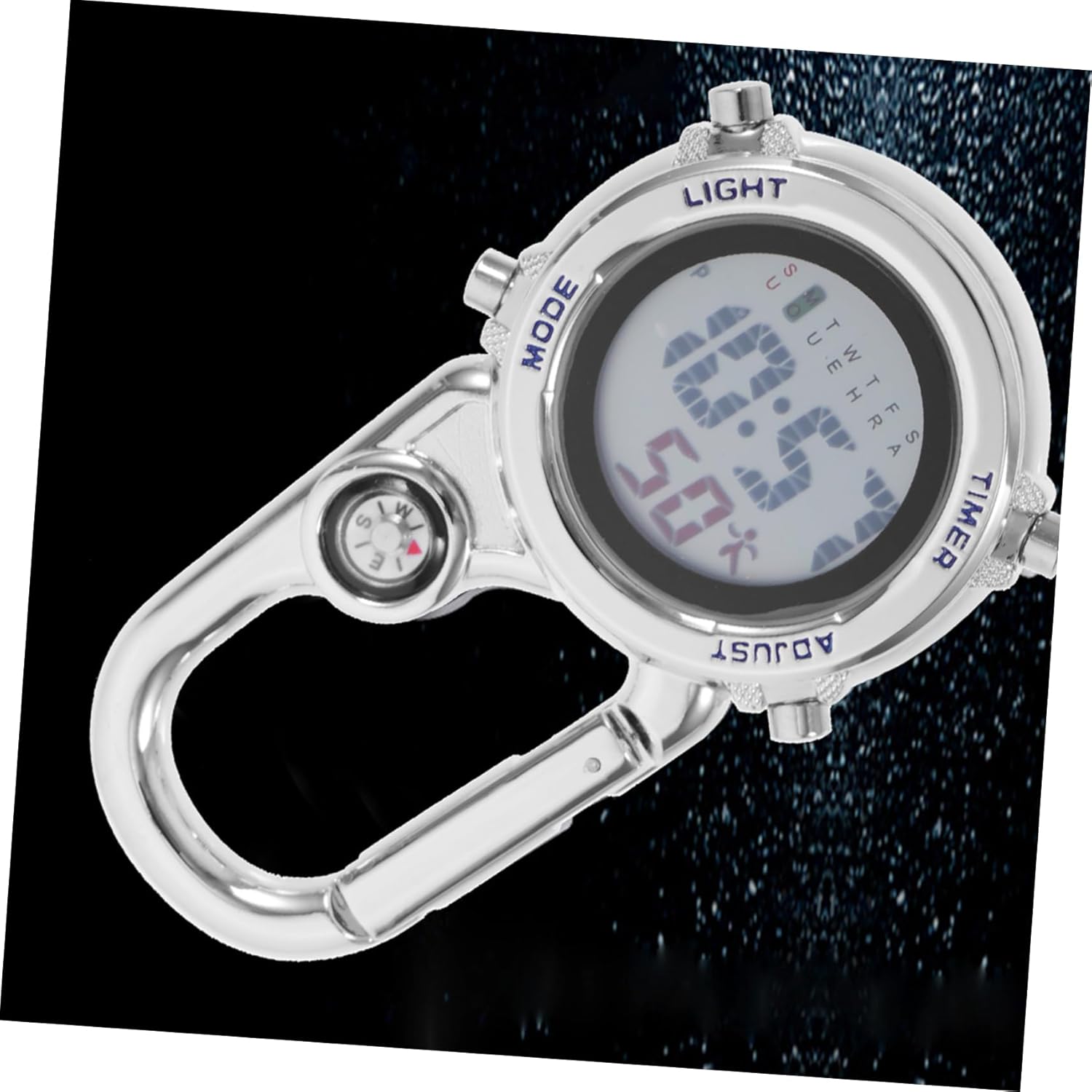 Digital Clip Carabiner Watch for Outdoor Sports Lightweight Portable Design with Buckle for Climbing Hiking and Backpacking Blue