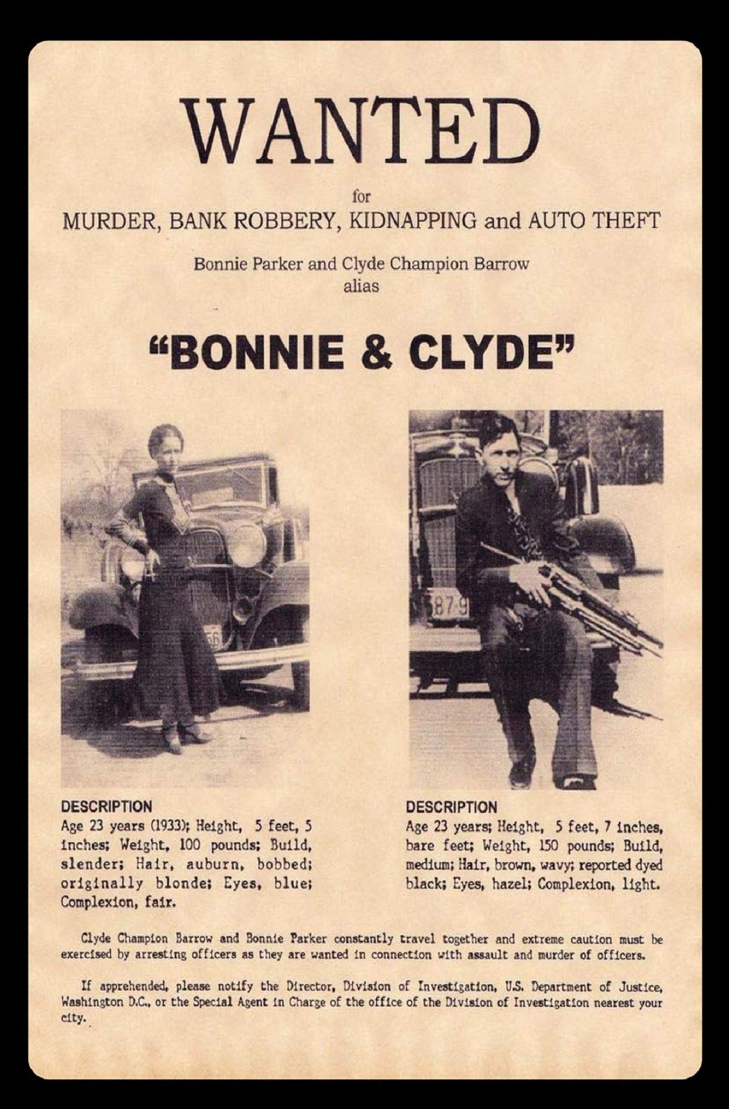 Plaque murale en tôle Bonnie & Clyde Schatzmix déco vintage 20x30 cm