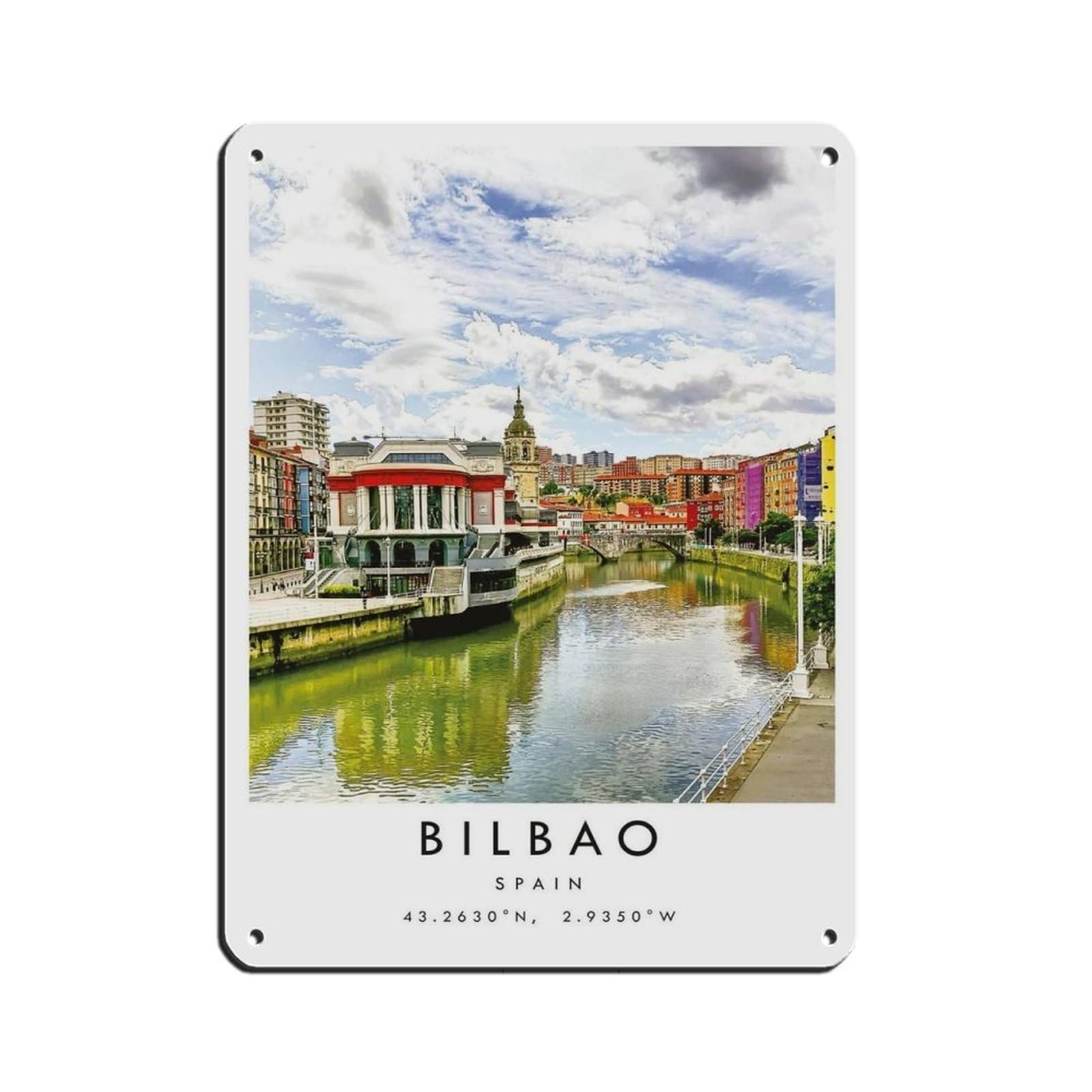 Bilbao Travel, Bilbao Poster Tin Sign Vintage Metal Pub Club Cafe Bar Home Wall Art Decoration Poster Retro 12x16inch(30x40cm)