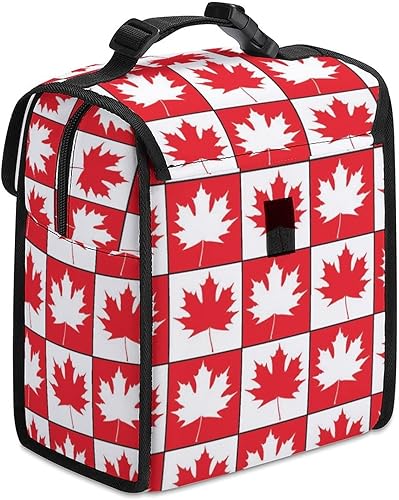 Miniatura 6 de Bolsa de almuerzo aislada con estampado de hojas de arce canadiense, bolsa de mano portátil para almuerzo reutilizable, para el trabajo y picnic