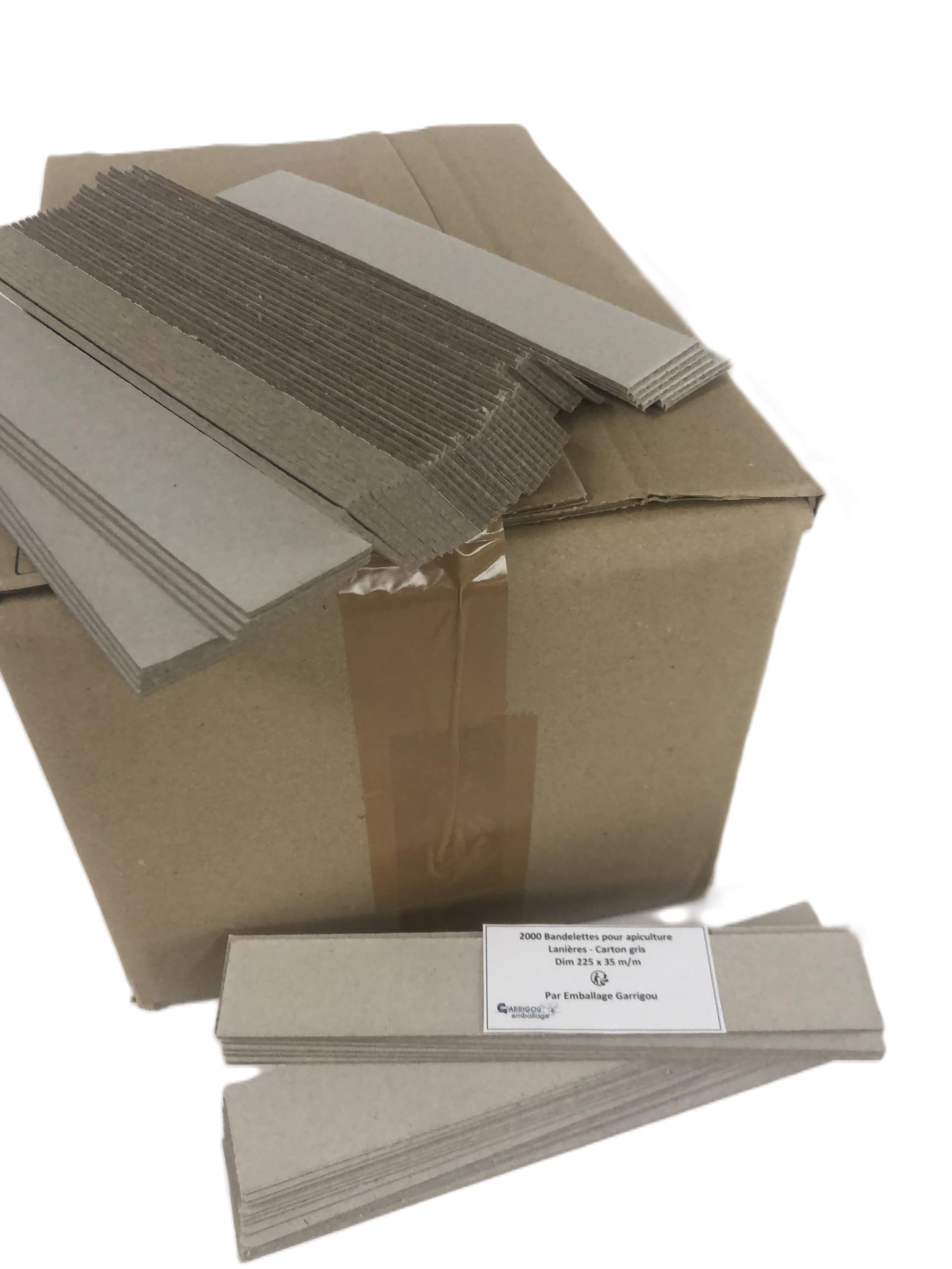 Lot 2000 bandelettes lanières Carton Gris Format 220x35 m/m Contre Le varroa varoa Apiculture Bande Carton