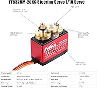Vista 4 de FEETECH Servo motor de 44.1 lbs 7.4 V de alto voltaje impermeable de alto par RC servo servo de metal completo servo digital, caja de aluminio