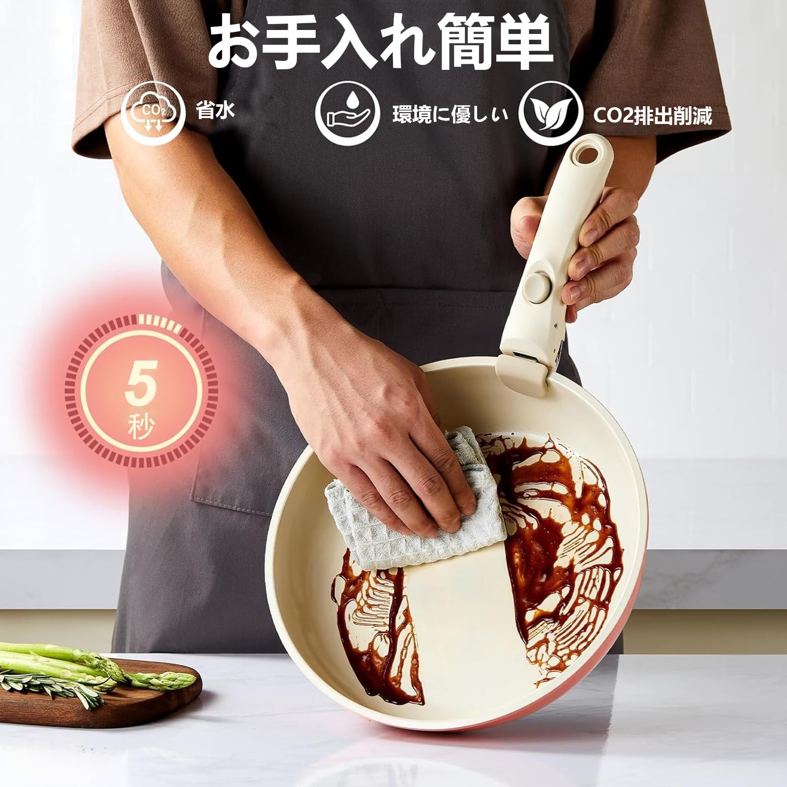 5点セット 鍋とフライパン、ノンスティック キッチン|H対応 調理