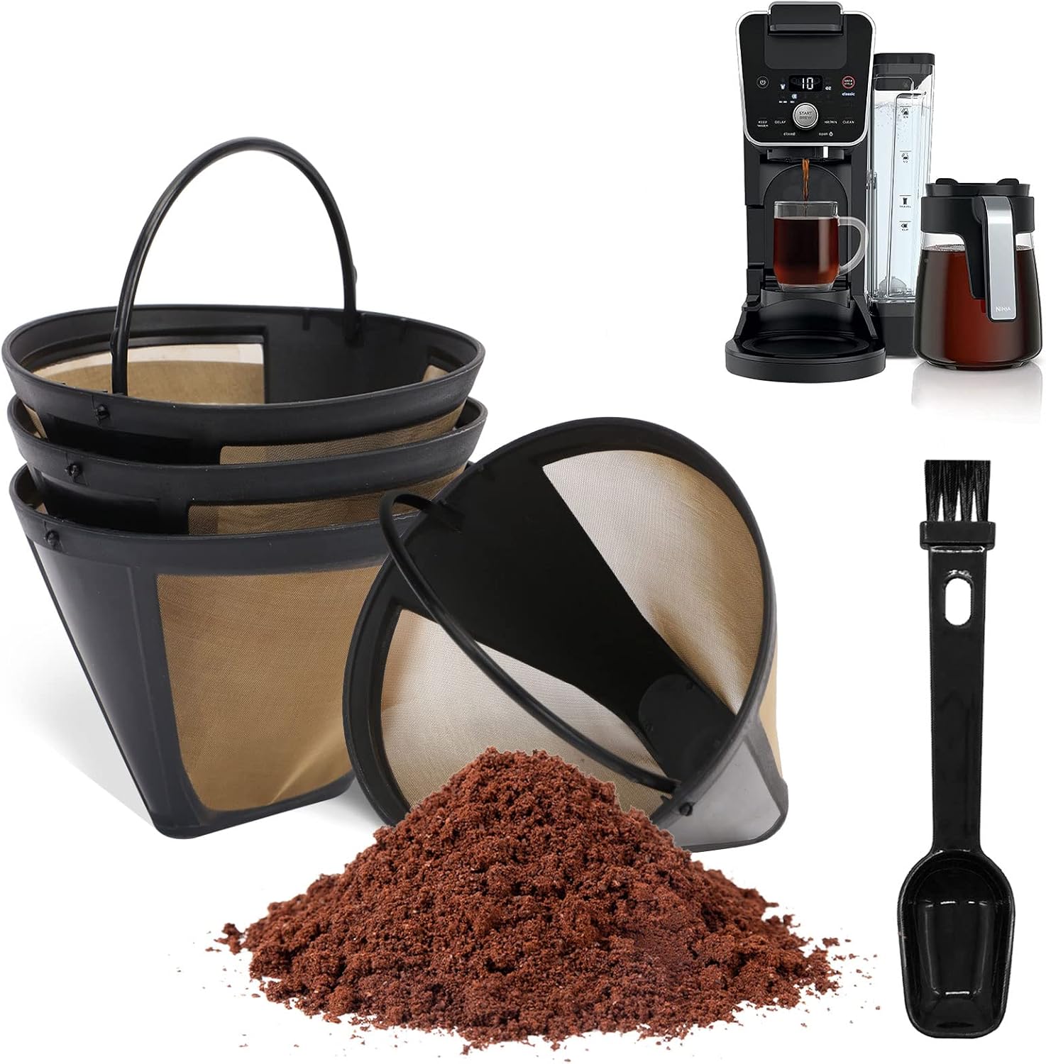 Reusable Coffee Filter for Ninja Dual Brew Pro Coffee Maker, 4 Pack