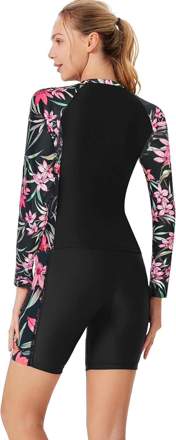 JACK SMITH Women's 3 Piece Long Sleeve Rash Guard Swimsuits Zip Front Bathing Suit Tankini Swimsuits UPF 50 - Image 6