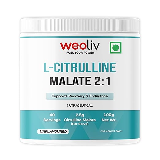 Citrulline Malate Powder (100g, 40 Servings) | Unflavoured | Pure Citrulline Malate for Muscle Gain, Strength & Recovery | Boosts Nitric Oxide, Pre Workout Supplement for Men, Women & Athletes