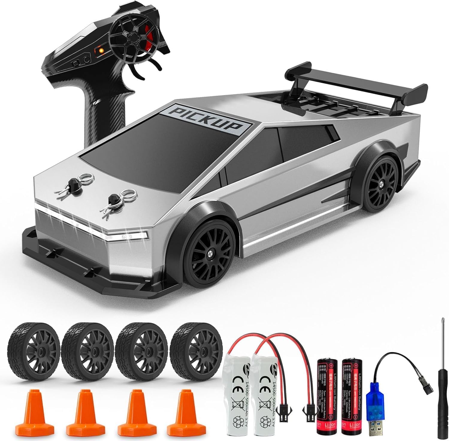Remote Control Car RC Drift 2.4GHz 1:24 Scale 4WD 20KM/H High Speed with LED Lights Drifting Tire Racing Sport Toy for Adults Boys Girls Kids Gift 2Pcs Rechargeable Batteries