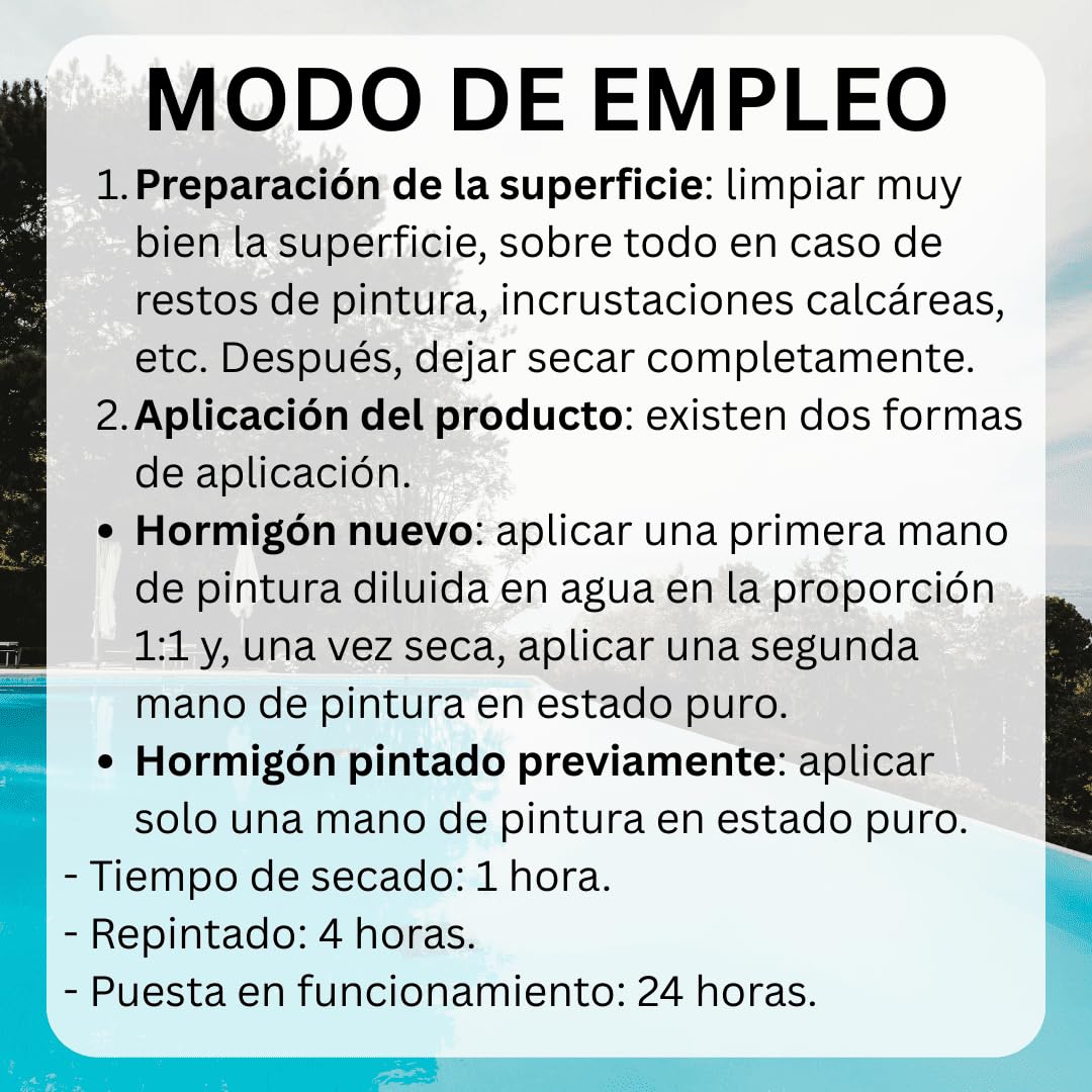 PINTURA para PISCINAS de CEMENTO al AGUA con acción IMPERMEABILIZANTE (Blanco, 25 kg) – Secado rápido, antideslizante y resistente a UV – Apta para ESTANQUES y FUENTES