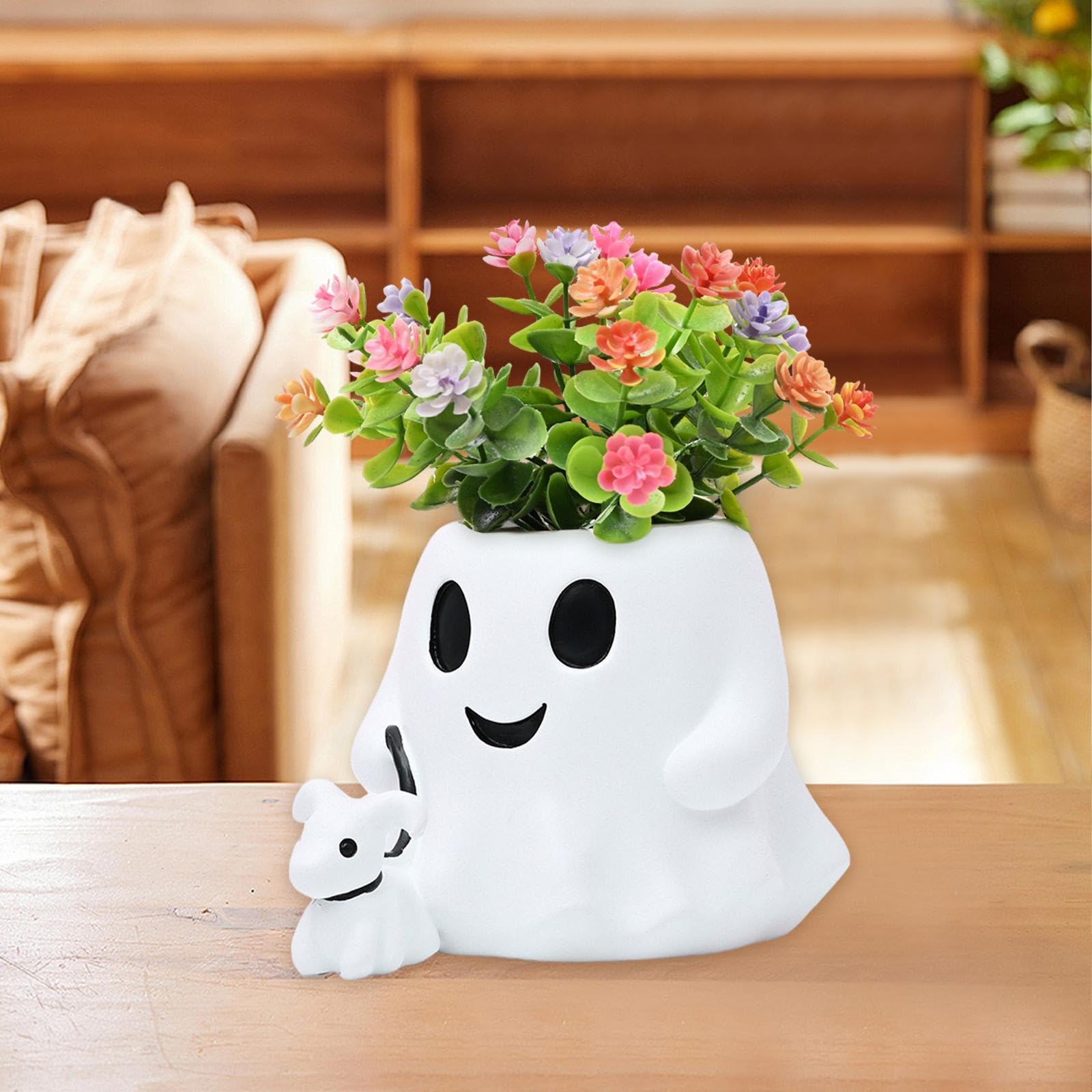 Vaso Fantasma Fioriera da Davanzale Ciotola per Dolci Portavasi per Piante in Resina Leggera Adatto per Regali di Compleanno Ufficio E Casa, Senza Fiori