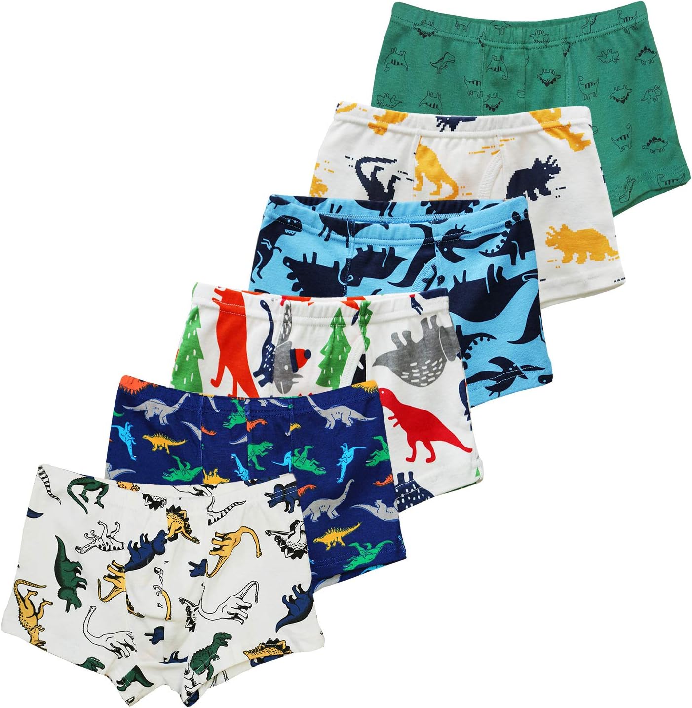 CHUNG Little Big Boys Soft Cotton + Modal Boxer Briefs Underwear 5 or 6 Pack Dinosaur Print 3-9Y 6Pk Dino,3T
