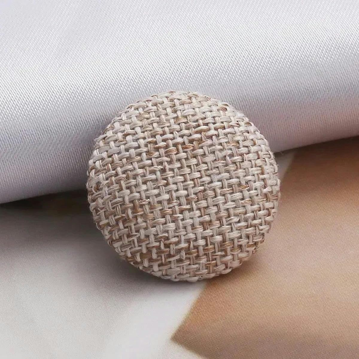 30piece 11-30mm Metal Linen Covered Button for Clothes Sofa Cushion Decor Round Shank Buttons DIY Suit Overcoat Sewing Accessories-5LightKhaki-15mm