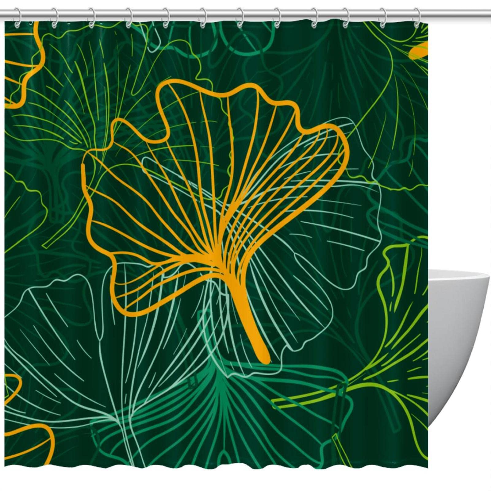 Rideau de douche vichy vert et blanc pour instaurer une ambiance nature lors du bain
