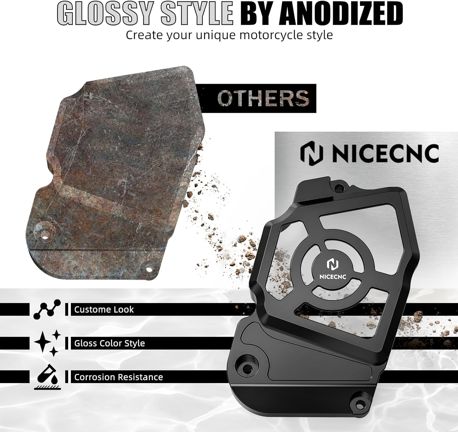 NICECNC Chain Guards Sprocket Cover Sprocket Shield Sprocket Guard Chainwheel Cover Aluminum CNC Compatible with Suzuki DR650S/SE 1996-2024, Replacement for 11361-32E00, Black