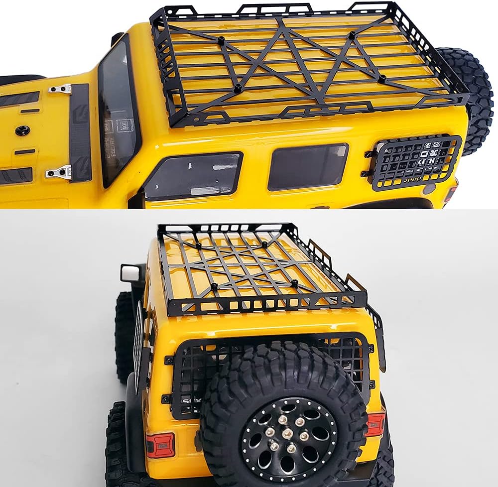 RC-Hub Stainless Steel Roof Rack Luggage Carrier and Spotlights for 1/24 Axial SCX24 90081 AXI00002 RC Cars,Black