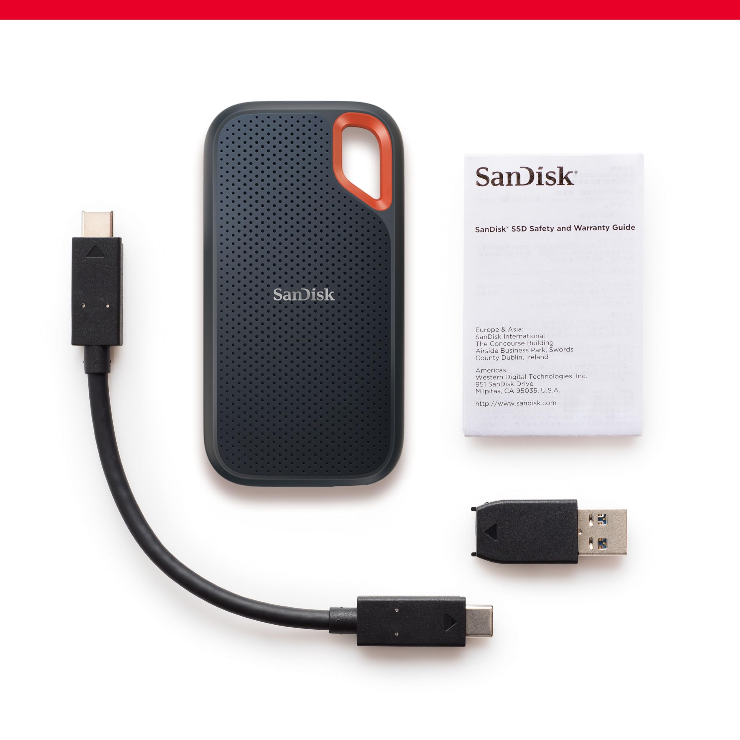 SanDisk 500GB Extreme SSD portatile, Unità a stato solido NVMe esterna, fino a 1050 MB/s, USB-C, USB 3.2 Gen 2x2, Indice di protezione IP65 per la resistenza ad acqua e polvere, Nero | SSD esterno, compatibile con PC e Mac, resistenza all'acqua e alla pol