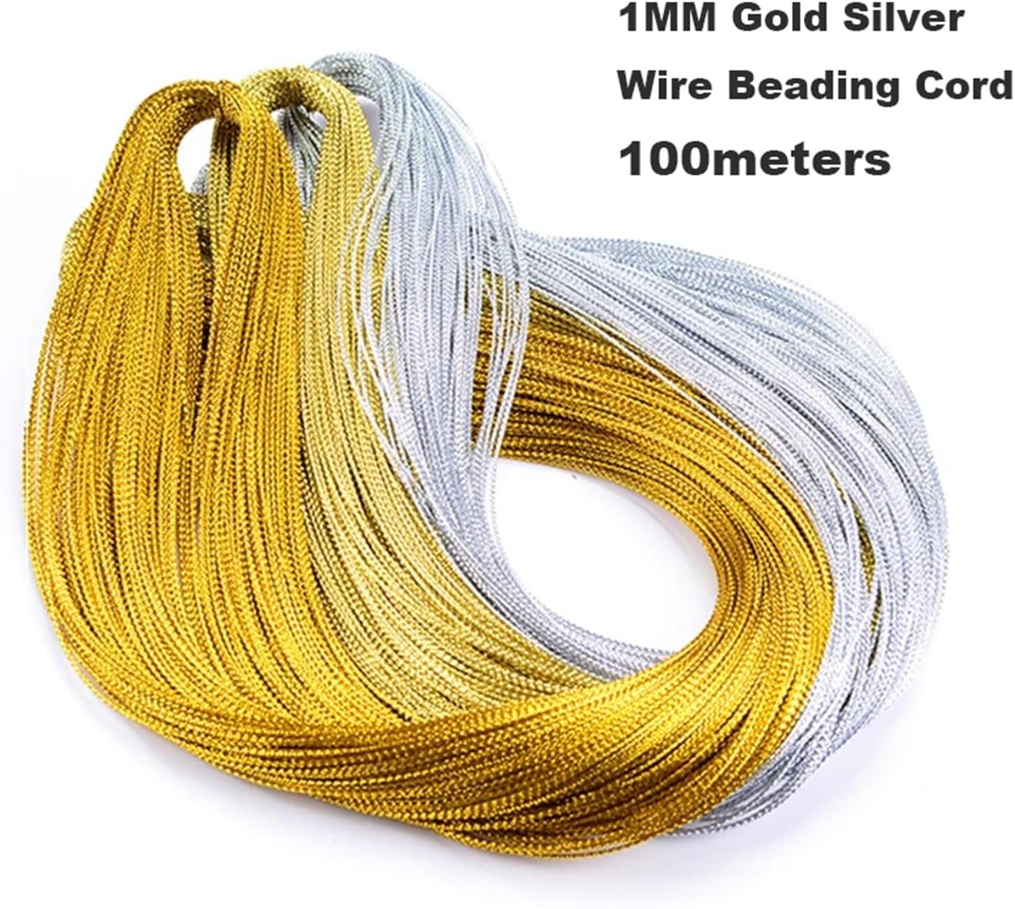 100 Meters 1mm and Silver Wire Beading Cord for DIY Craft Jewelry Making Looking for Accessories(Silver)
