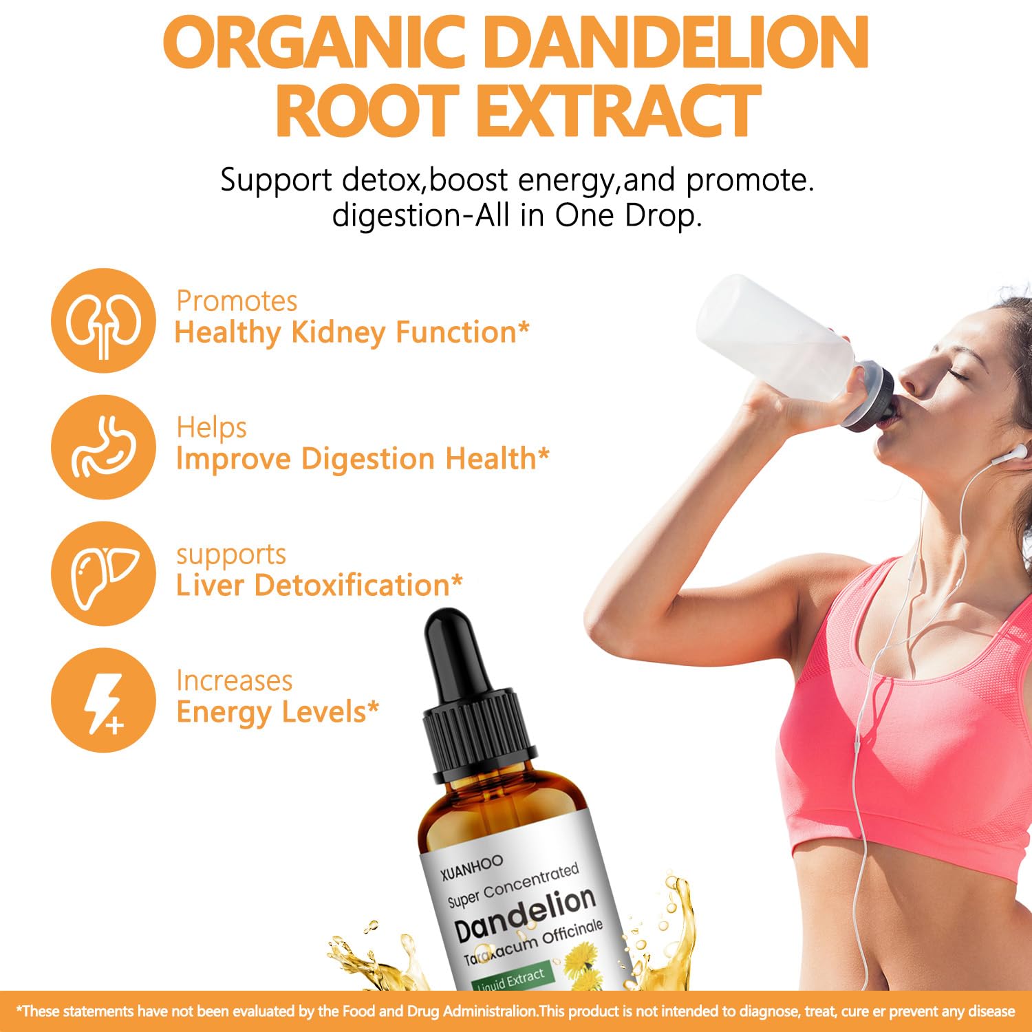 Dandelion Root Extract Drops with Graduated Pipette,Vagetarian Herbal Supplements for Night Owls,Natural Organic Extract,Super Concentrated,Non-Preservative,Non-Alcohol,Liver Health,Stay up Late — Amazon image 2