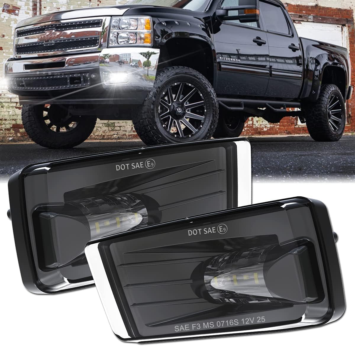 Z-OFFROAD New LED Fog Lights Bumper Driving Lamps for 2007-2014 Silverado 2007-2015 Suburban Tahoe 2007-2013 Avalanche GMC Yukon Pick Up Truck - Black