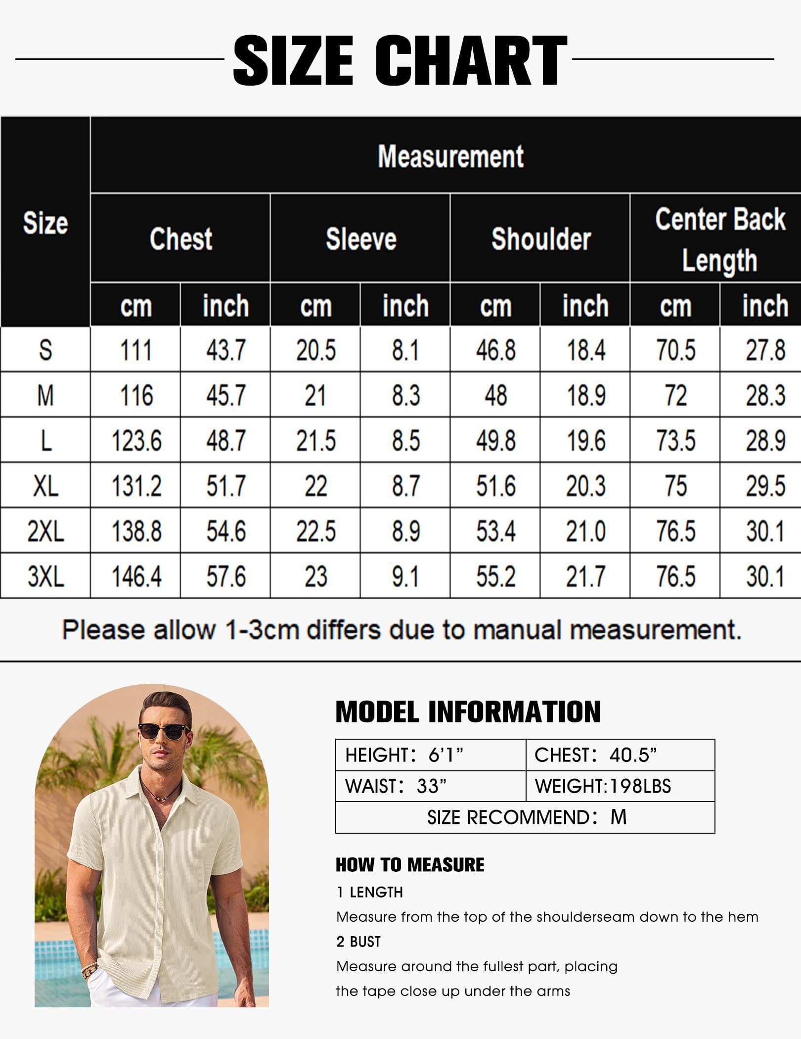 COOFANDY Camisa Hombre Manga Corta Casual Sin Plancha Verano Playa Camisa Botonadura