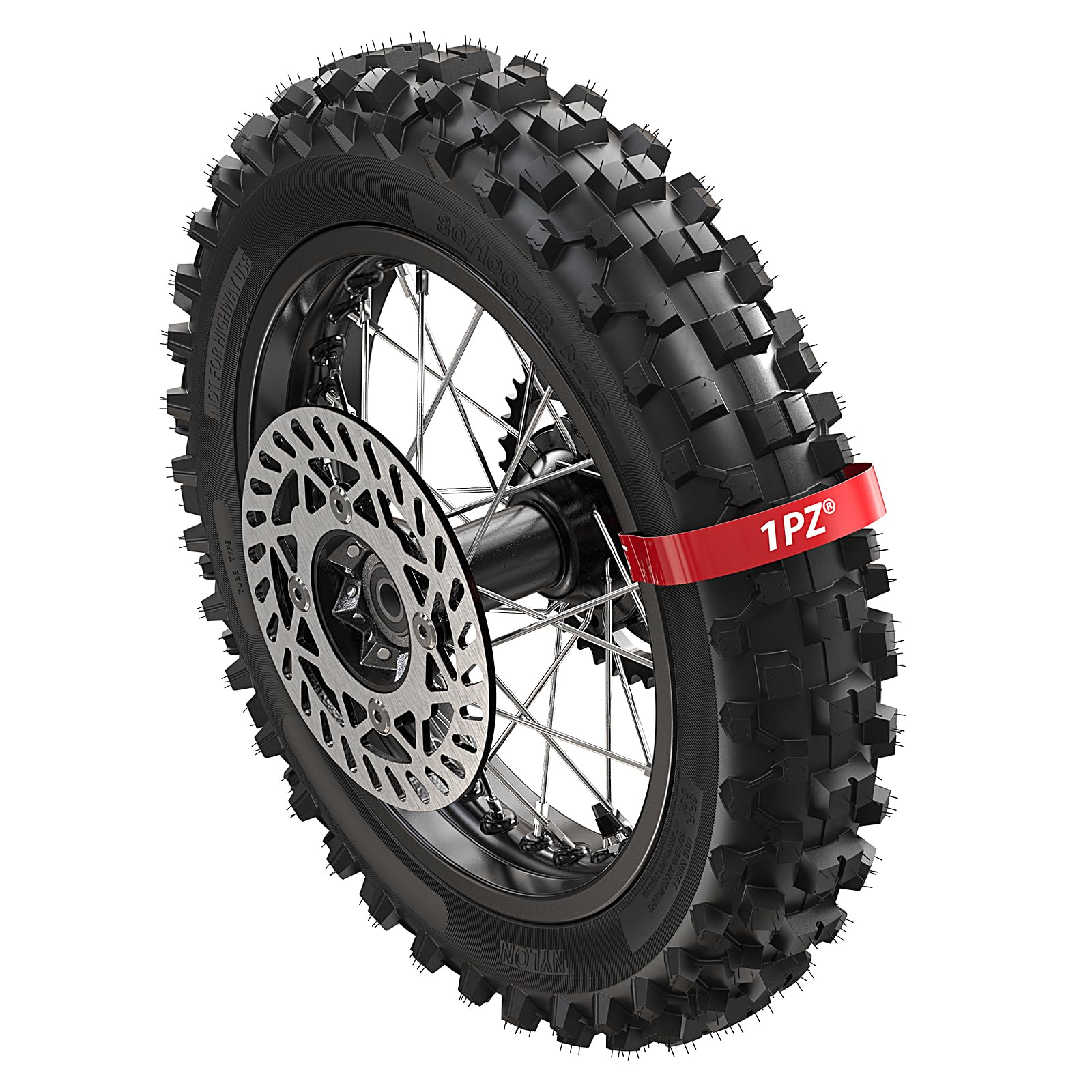 1PZ FR8-LD0 Roue Arrière Complète 3.00-12 80/100-12 Pneu + Jante Pré-Monté pour Scooter 50-160cc (compatible avec Honda Zoomer/Yamaha BW's) & Dirt Bike/Pit Bike - Remplacement Direct (Type 12 Pouces)