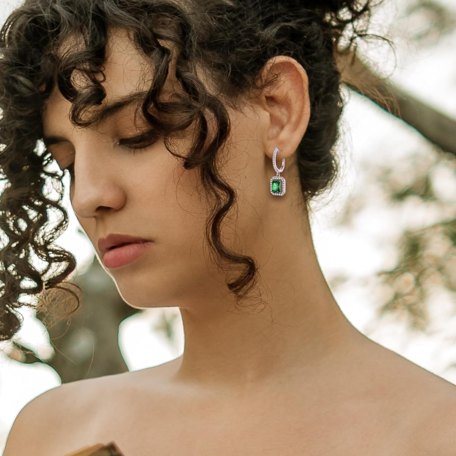 Women's Solitaire Dangle Drop Earrings 925 Sterling Silver Pure Square Huggie Earrings Hoop Dangle Drop Earrings Jewelry Gift - Image 5