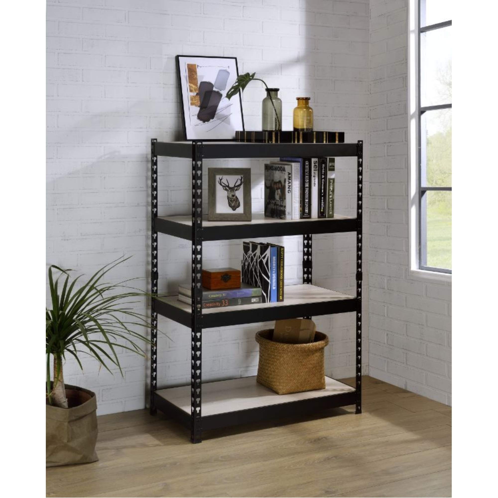 ACME Furniture ラック Amazon.com: Acme Furniture Decmus Bookshelf in Natural & Black