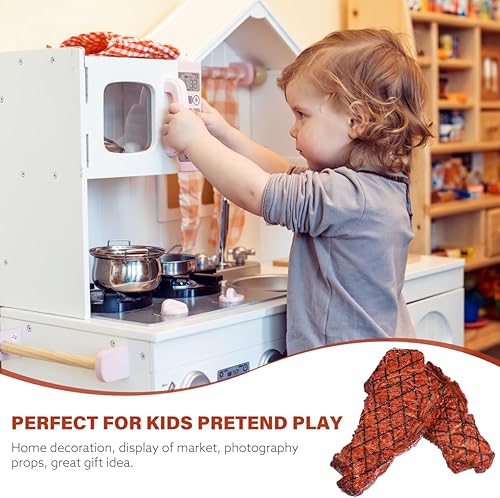 Miniatura 6 de Yardwe 2 piezas de carne falsa de simulación de carne de res asada falsa cocida falsa para decoración del hogar, cocina, exhibición de mercado,