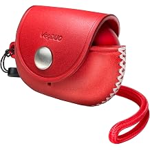 VogDUO Genuine Leather Beats Studio Buds + Case - Protective Full Cover Charging Slot Snap Holder 15cm/5.9" Wrist Lanyard Strap for Beats Studio Buds + Red