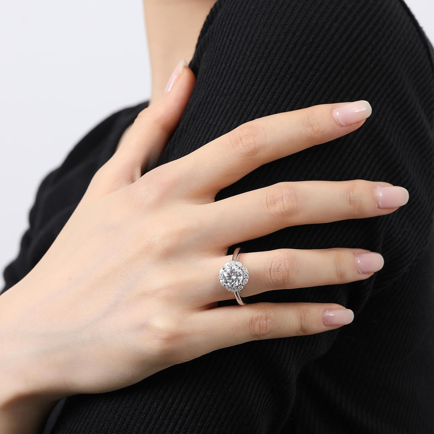 Moissanite Rings For Women Moissanite 18K White Glod Plated S925 Sterling Silver Solitaire Engagement Rings Promise Ring - Image 4