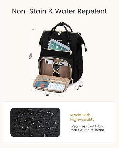 Miniatura 5 de LOVEVOOK - Mochila de computadora portátil para mujer con bolsillo gigante para tarros, mochila de 15.6 pulgadas, impermeable, mochila de viaje,