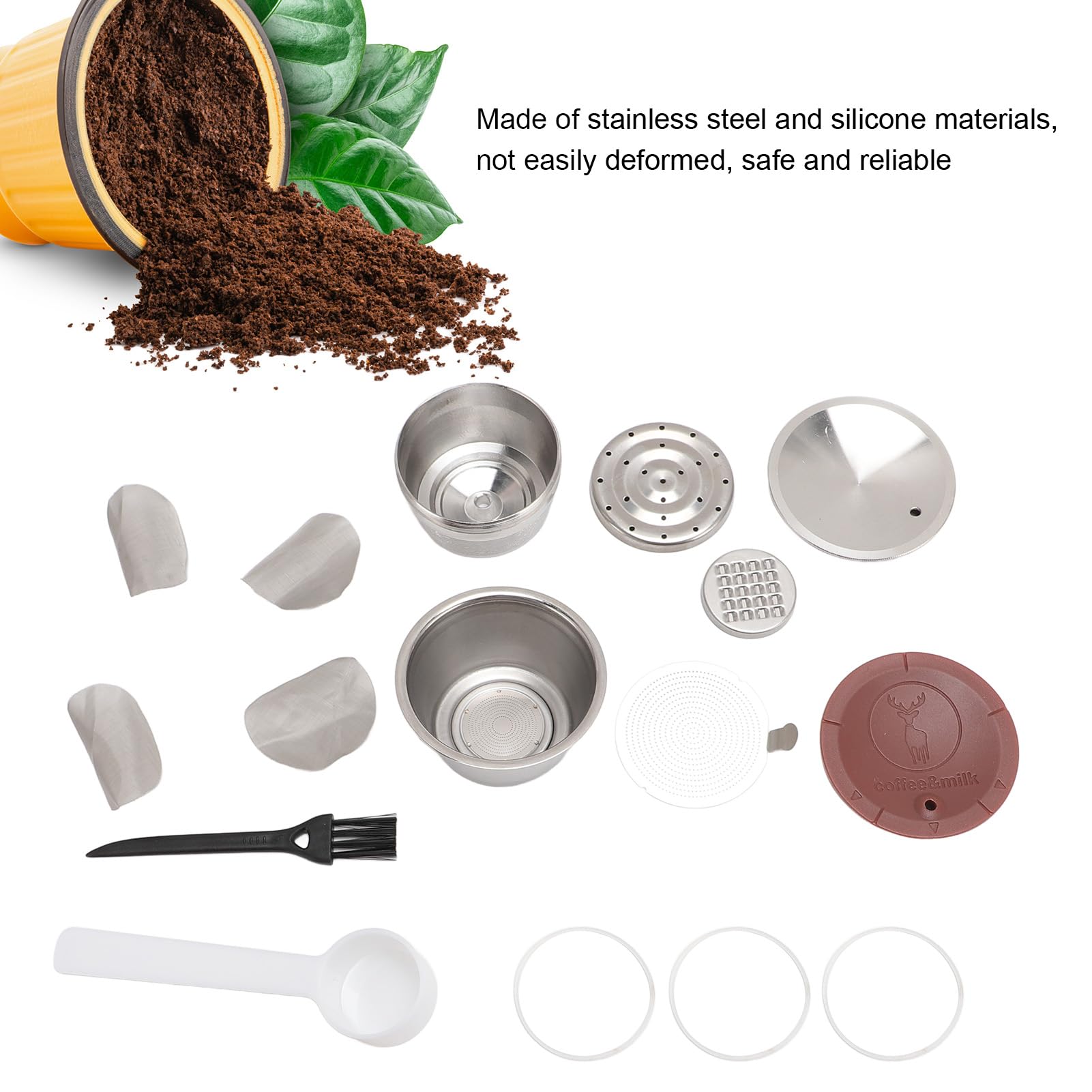 Taza de Cápsulas de café Recargables, Cápsulas de café Reutilizables de Acero Inoxidable, Tapa de Silicona para Viajes en Casa, Oficina, Cápsulas de café Expreso, Cápsulas de