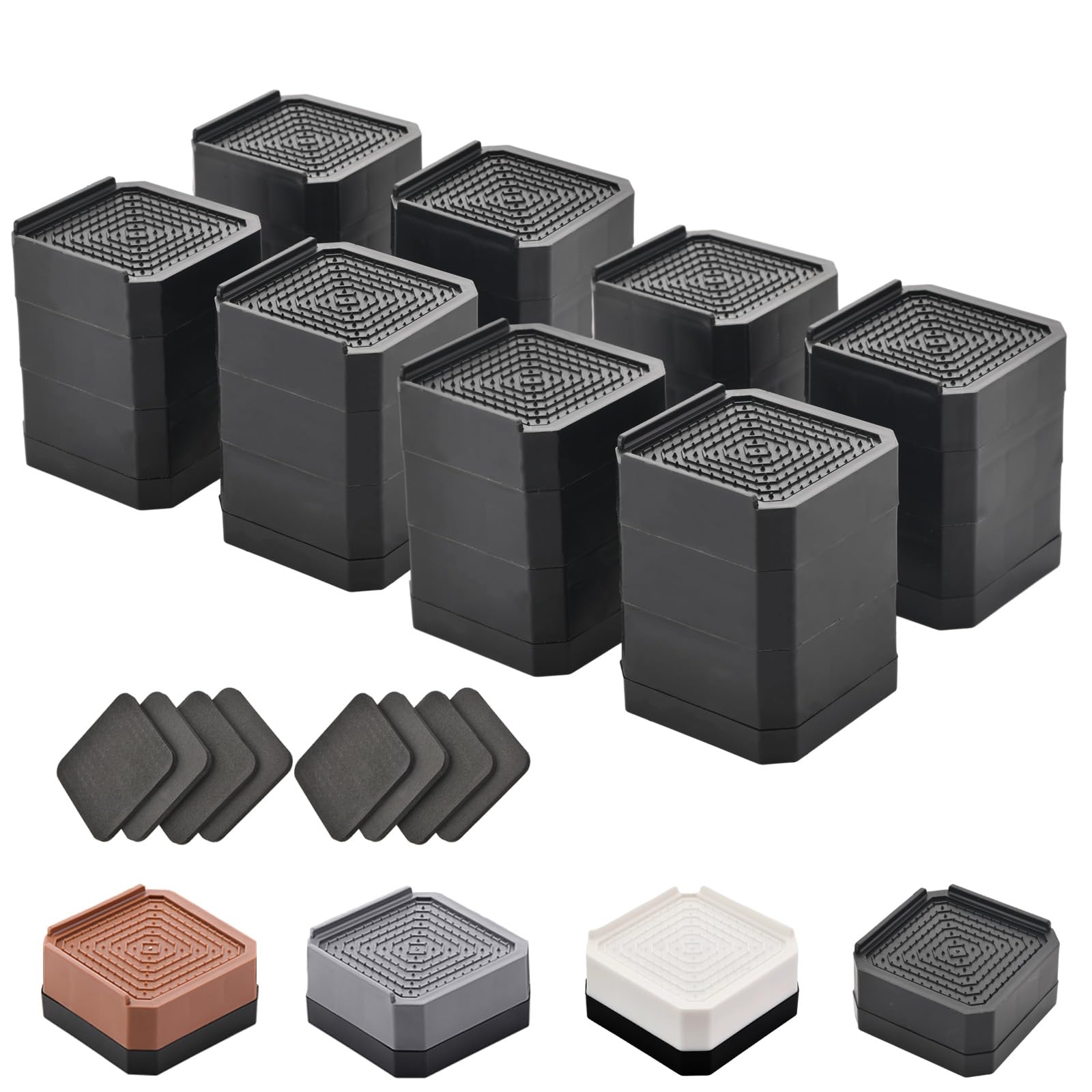 Photo 1 of EclatBain Bed Risers Furniture Risers Heavy-Duty Rectangular Adjustable Block 8 Pack Lift to 3 inches and 4.3 inches Desk, Sofa, Chair Legs, Refrigerator, Washing Machine Support up to 4000 pounds
