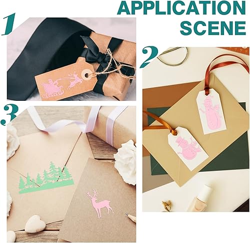 Miniatura 7 de GLOBLELAND Plantilla de estampado de muñeco de nieve de Navidad, trineo de Papá Noel, copo de nieve, acero al carbono, troquelados para tarjetas de