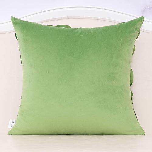 Miniatura 9 de Alerfa Funda de almohada decorativa de terciopelo floral hecha a mano con hojas en 3D para sofá, cama, sala de estar, decoración del hogar, 18 x 18
