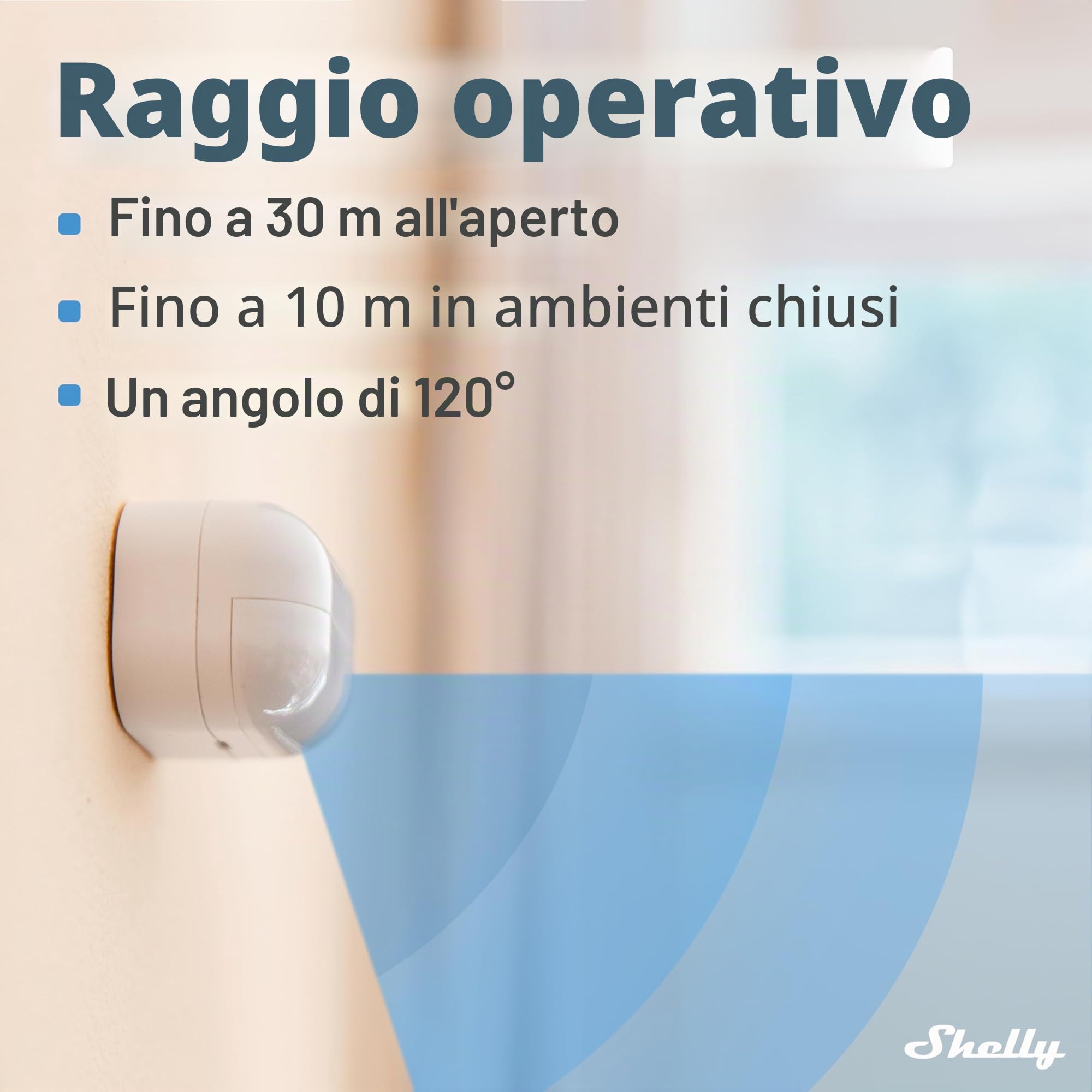 Shelly BLU Motion - Sensore di Movimento e Luminosità Bluetooth, Risposta Immediata, Domotica, Alexa e Google, Gateway Richiesto, Attivazione Scene, Rilevamento fino a 9 metri