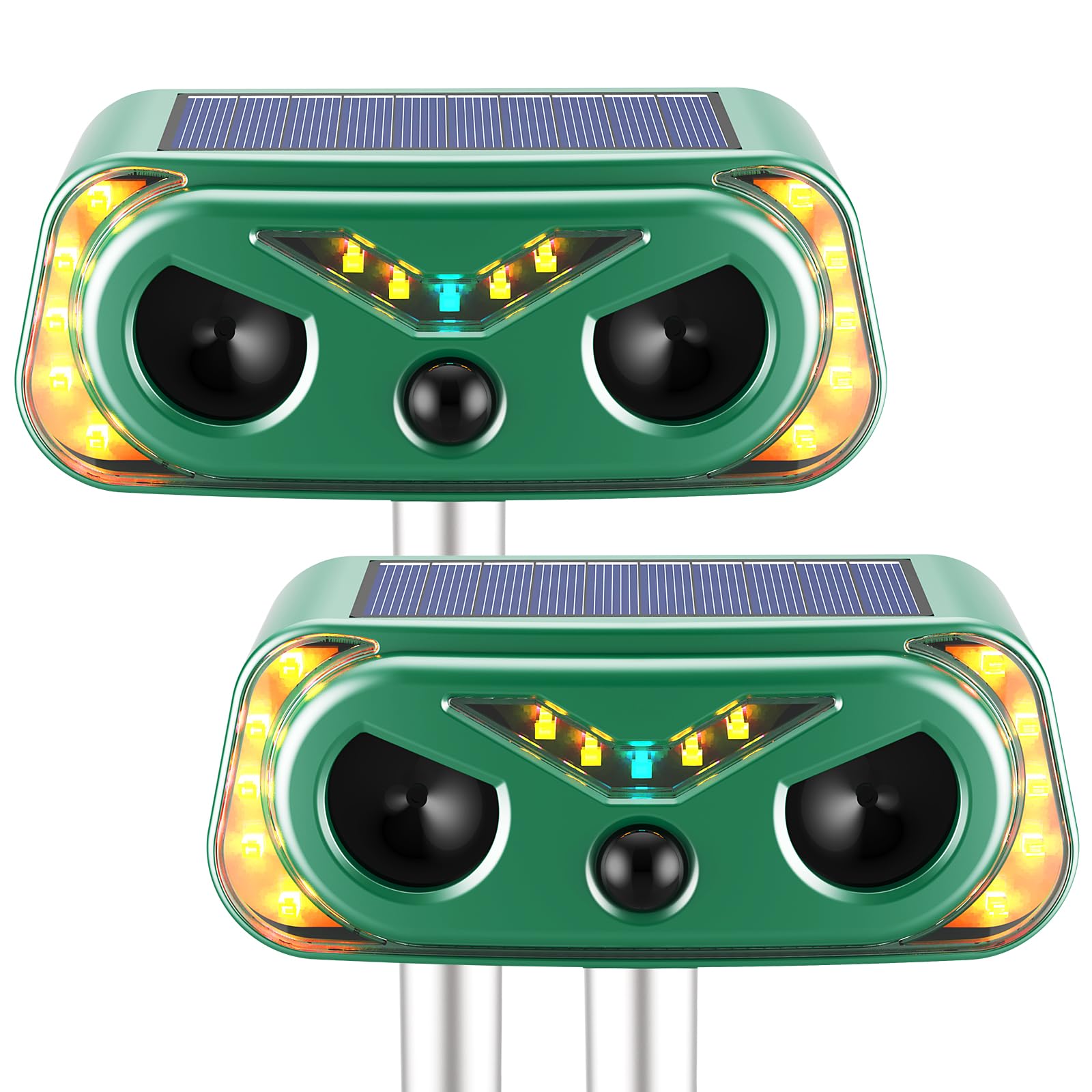 2026 New Solar Ultrasonic Animal Repellent Outdoor, Cat Repellent Outdoor with Motion Detection, Rabbit for Yard Garden Farm, Rabbit,Squirrel,Deer,Raccoon, Rodent Deterrents Animal Repeller, 2 Pack