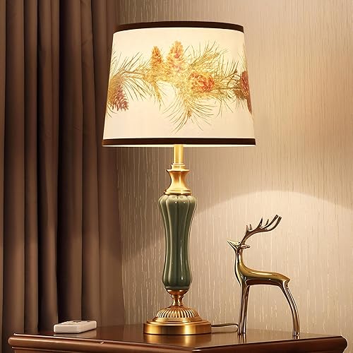 Miniatura 81 de Juego de 2 pantallas marrones, lámparas de mesa y pie de tela mediana, parte superior de 13 pulgadas x 11 pulgadas inferior x 10 pulgadas de alto