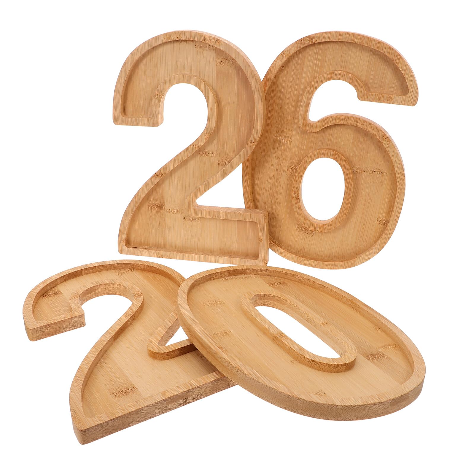 Plateau de Charcuterie en Bois Numéroté 2026 Lot de 4 Pièces Plateau Compartimenté pour Apéritifs Fromages et Noix pour Fêtes de Fin d'Année Remises de Diplômes et Buffets
