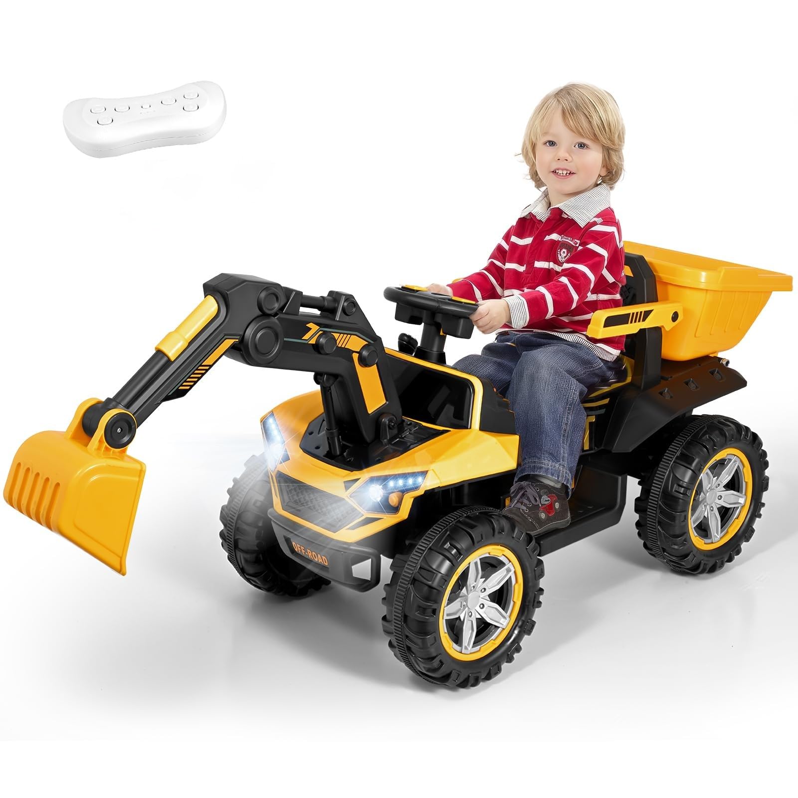 Kinder Elektroauto,Vollautomatischer Bagger,24V 7ah, mit 2.4G Fernbedienung,Kinderauto Kinderfahrzeug,Elektrofahrzeuge für ab 3 Jahre,Maximale Tragfähigkeit: 50 kg