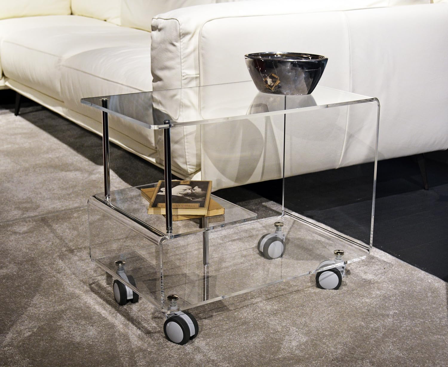 Slato Table basse deux étagères avec roues de salon Design oderne en Slato Table basse deux étagères avec roues de salon Design oderne en