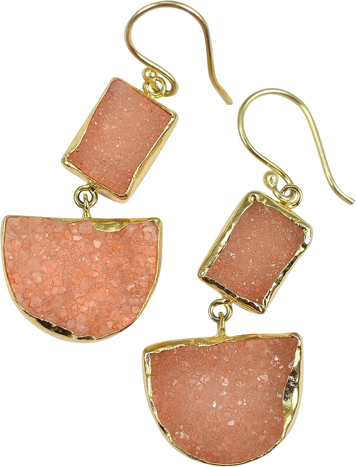 Orecchini realizzati con ottone smaltato giallo e turchese lunghezza 4 cm peso 8.2gr - Creazioni Artigianali & Pelletteria